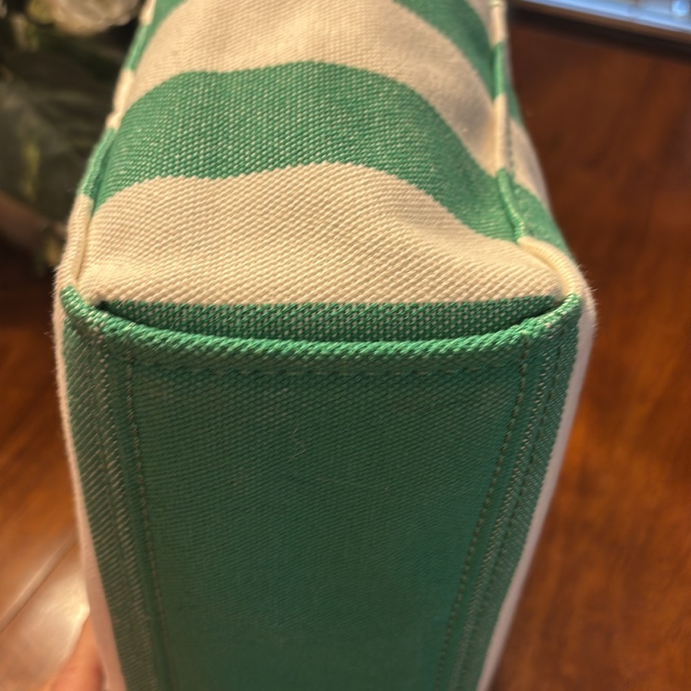 Kate Spade Canvas Jett Beach Time 2 Way Tote Green/White NWT - Picture 6 of 11